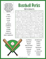 Baseball Parks Word Search thumbnail