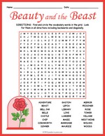 Beauty and the Beast Word Search Thumbnail