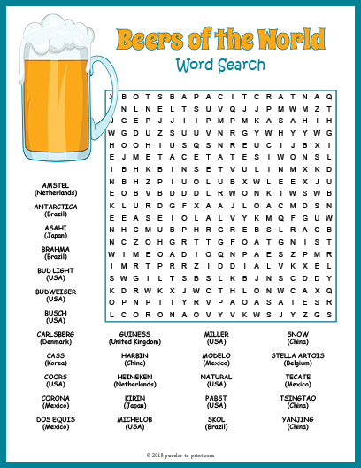 Beer Word Search