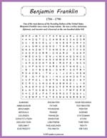 Benjamin Franklin Word Search Thumbnail