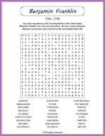 Benjamin Franklin Word Search Thumbnail