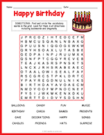 Birthday Word Search thumbnail