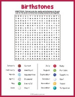 Birthstones Word Search thumbnail