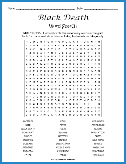 Black Death Word Search