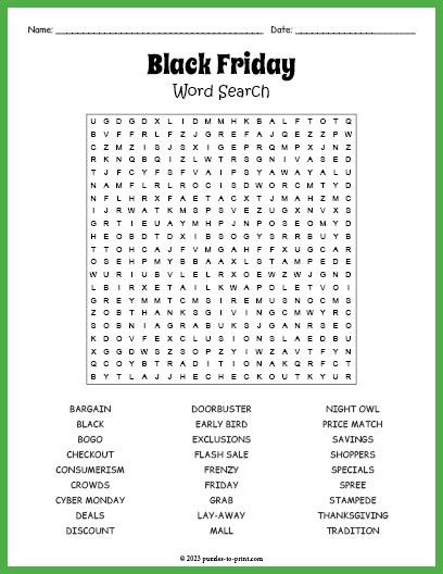 Black Friday Word Search