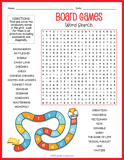Board Games Word Search