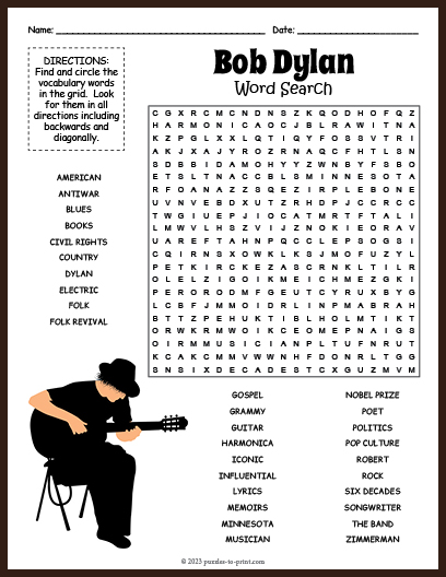 Bob Dylan Word Search