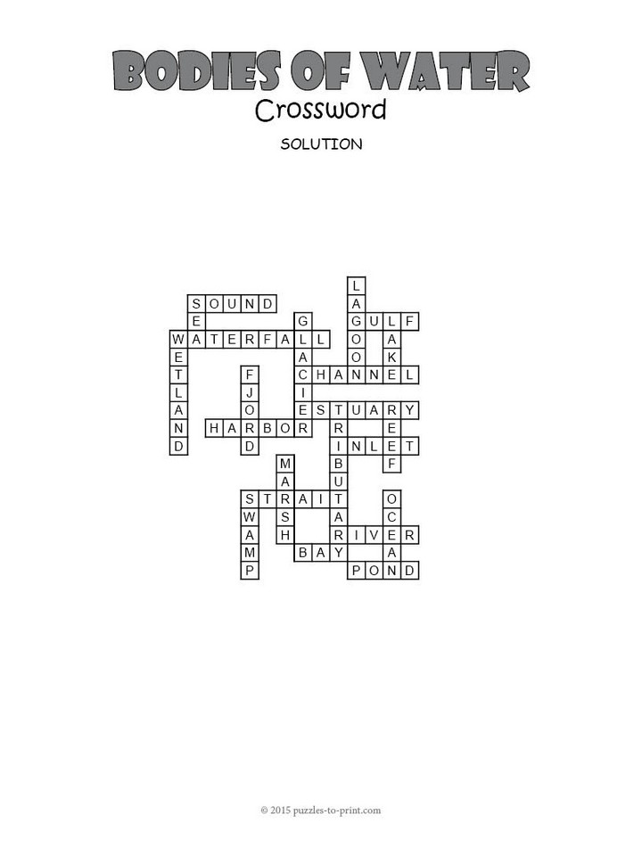 Print Solution for Bodies of Water Crossword.