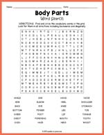 Body Parts Word Search Thumbnail