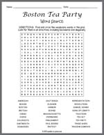 Boston Tea Party Word Search Thumbnail