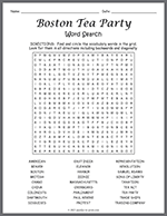 Boston Tea Party Word Search thumbnail