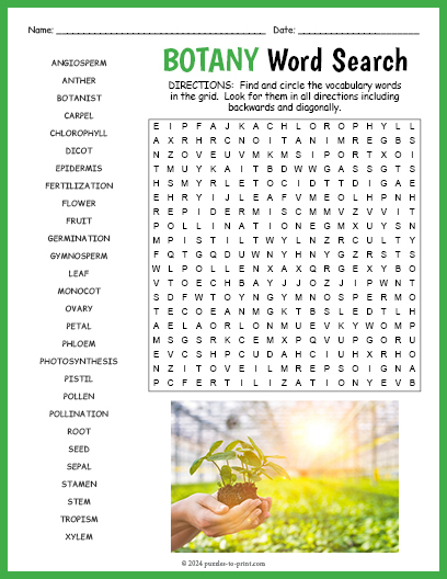 Botany Word Search