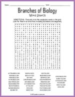 Branches of Biology Word Search Thumbnail