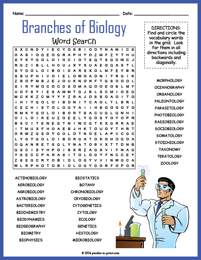 Branches of Biology Word Search