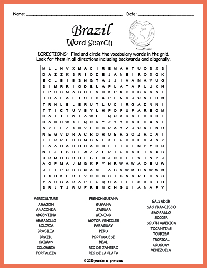 Brazil Word Search