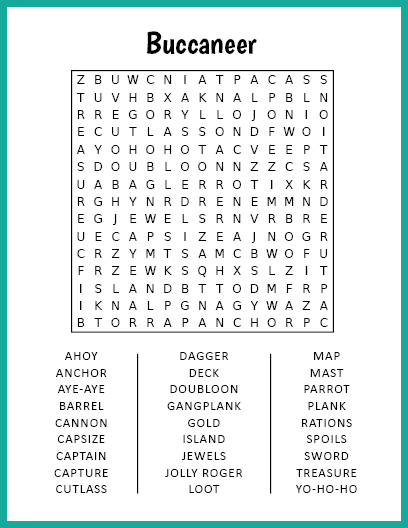 Buccaneer Word Search