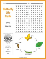 Butterfly Life Cycle Word Search Thumbnail