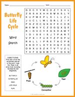 Butterfly Life Cycle Word Search thumbnail