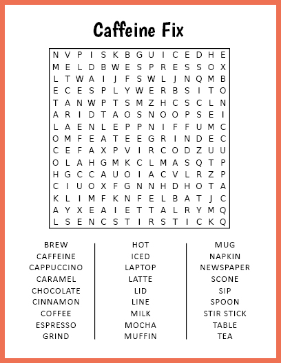 Caffeine Fix Word Search