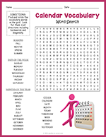 Calendar Vocabulary Word Search thumbnail