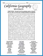 California Geography Word Search Thumbnail