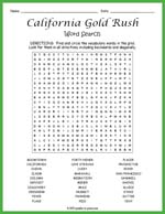 California Gold Rush Word Search Thumbnail