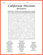 California Missions Word Search thumbnail