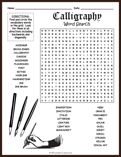Calligraphy Word Search