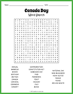 Canada Day Word Search thumbnail