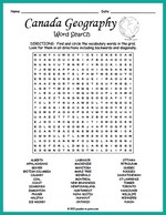 Canada Geography Word Search Thumbnail