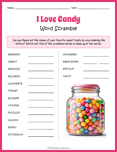 Candy Word Scramble