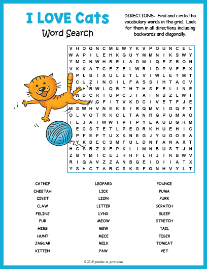Cat Word Search