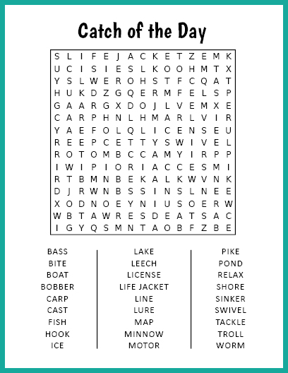 Catch of the Day Word Search