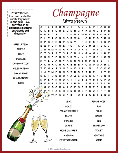 Champagne Word Search