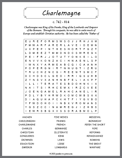 Charlemagne Word Search