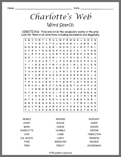 Charlotte's Web Word Search