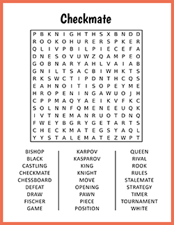 Free printable Checkmate Word Search puzzle worksheet