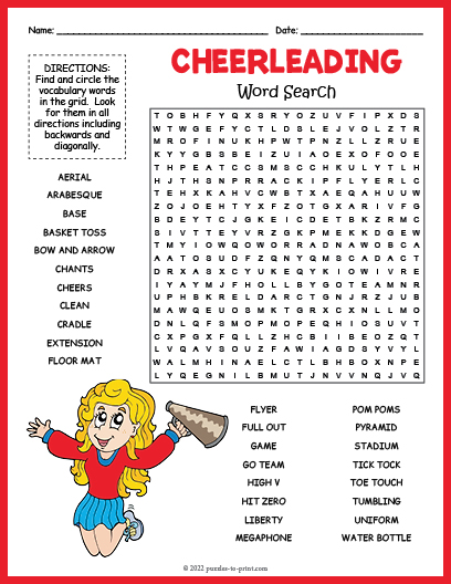 Cheerleading Word Search