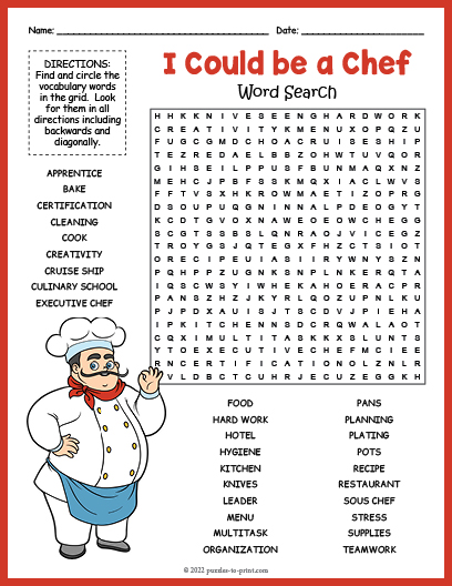 Chef Word Search