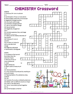 Free printable Chemistry Crossword puzzle worksheet