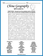 China Geography Word Search Thumbnail