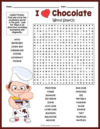 Chocolate Word Search