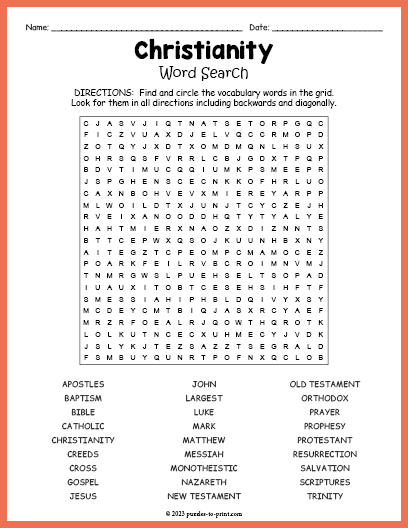 Christianity Word Search