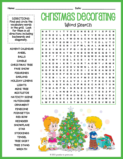 Christmas Decorating Word Search