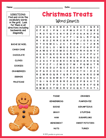 Christmas Foods Word Search