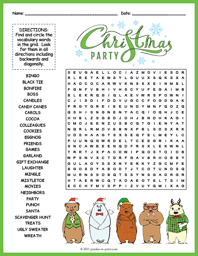 Christmas Party Word Search