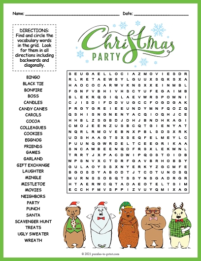 Free Printable Christmas Puzzles Word Scramble