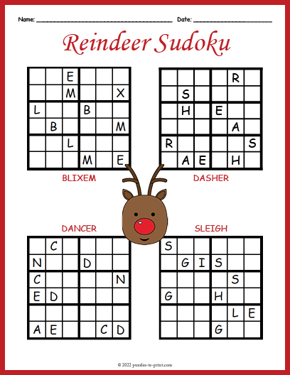 Christmas Reindeer Sudoku