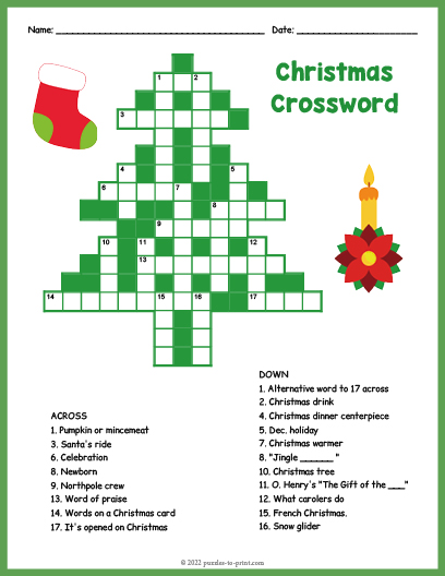 Christmas Tree Crossword
