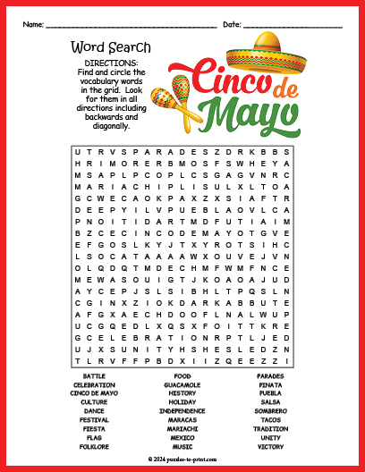Cinco de Mayo Word Search